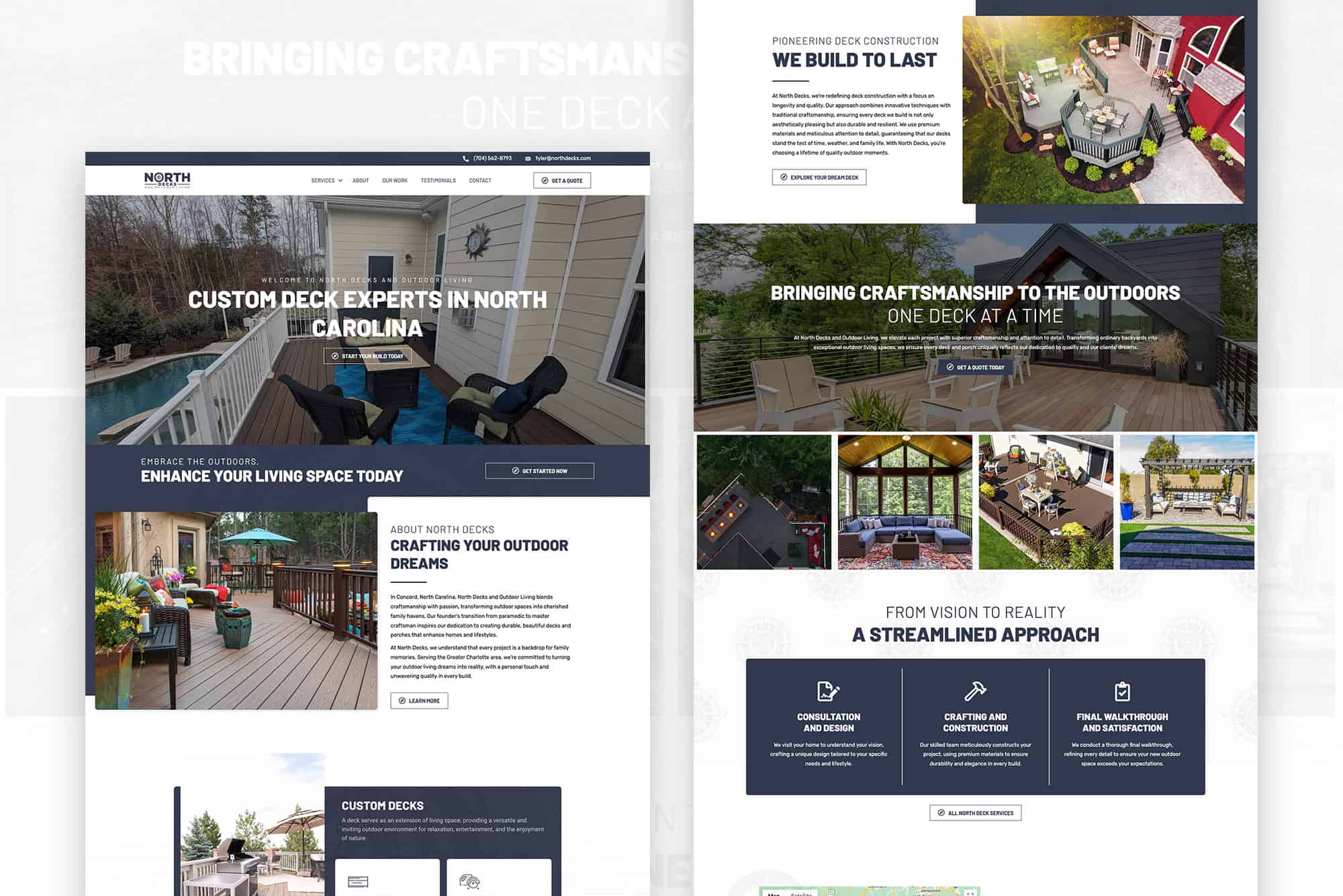 North Decks tailored homepage design