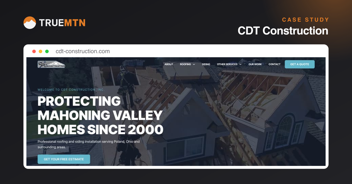 CDT Construction Website | True Mtn Case Study | True Mtn