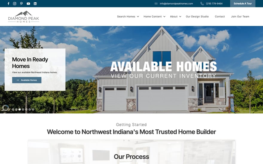 Diamond Peak Homes website by True Mtn