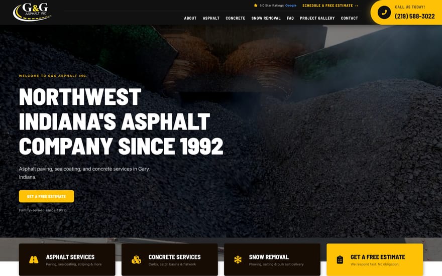 G&G Asphalt Maintenance website by True Mtn