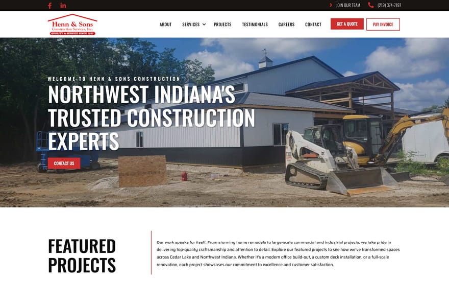 Henn & Sons Construction website by True Mtn