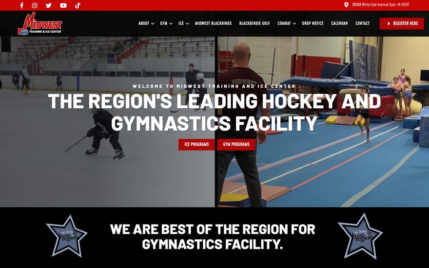 Midwest Training & Ice Center website by True Mtn