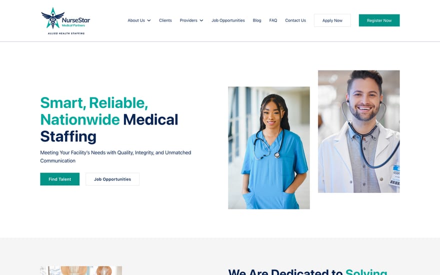 NurseStar Medical Partners website by True Mtn