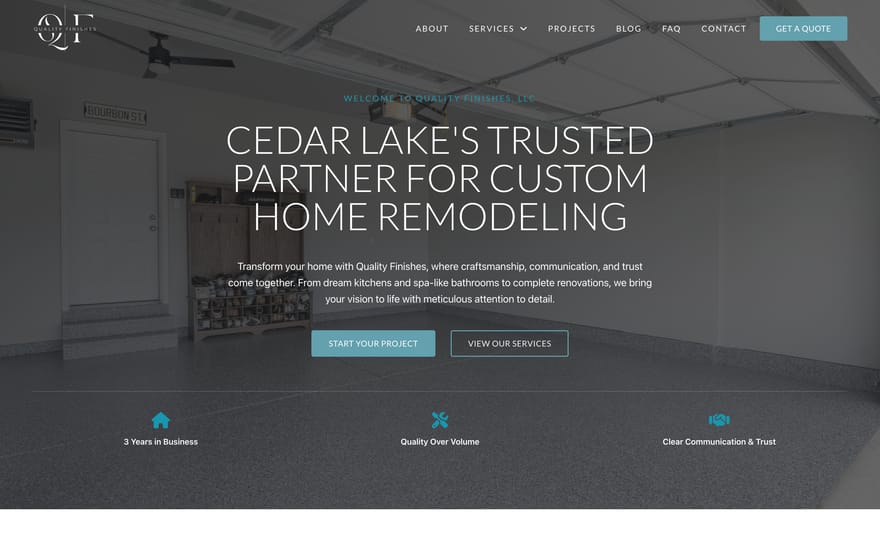 Quality Finishes website by True Mtn