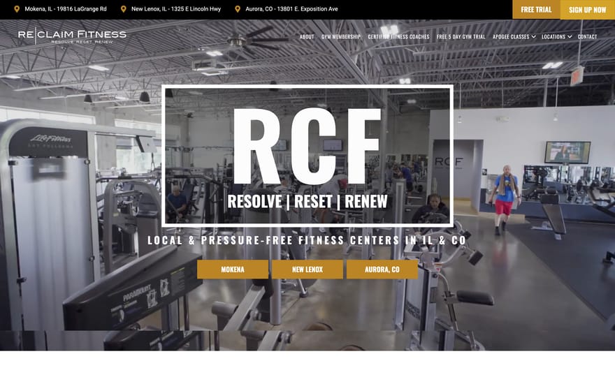 ReClaim Fitness website by True Mtn