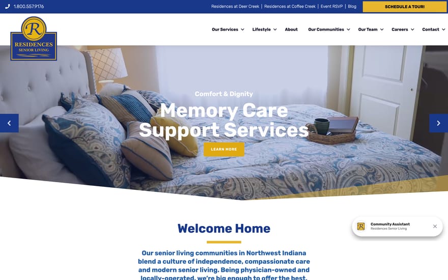 Residences Senior Living website by True Mtn