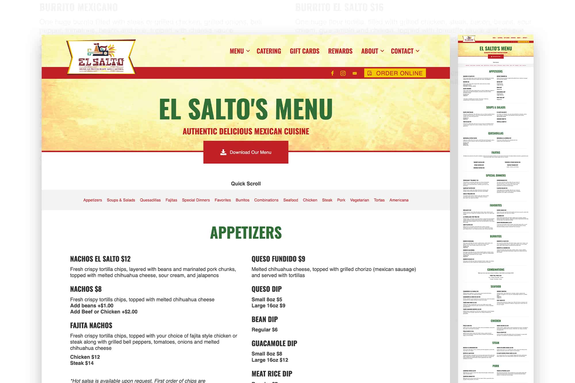 El Salto | Web Design and Content Creation for Mexican Restaurants in Northwest Indiana 2