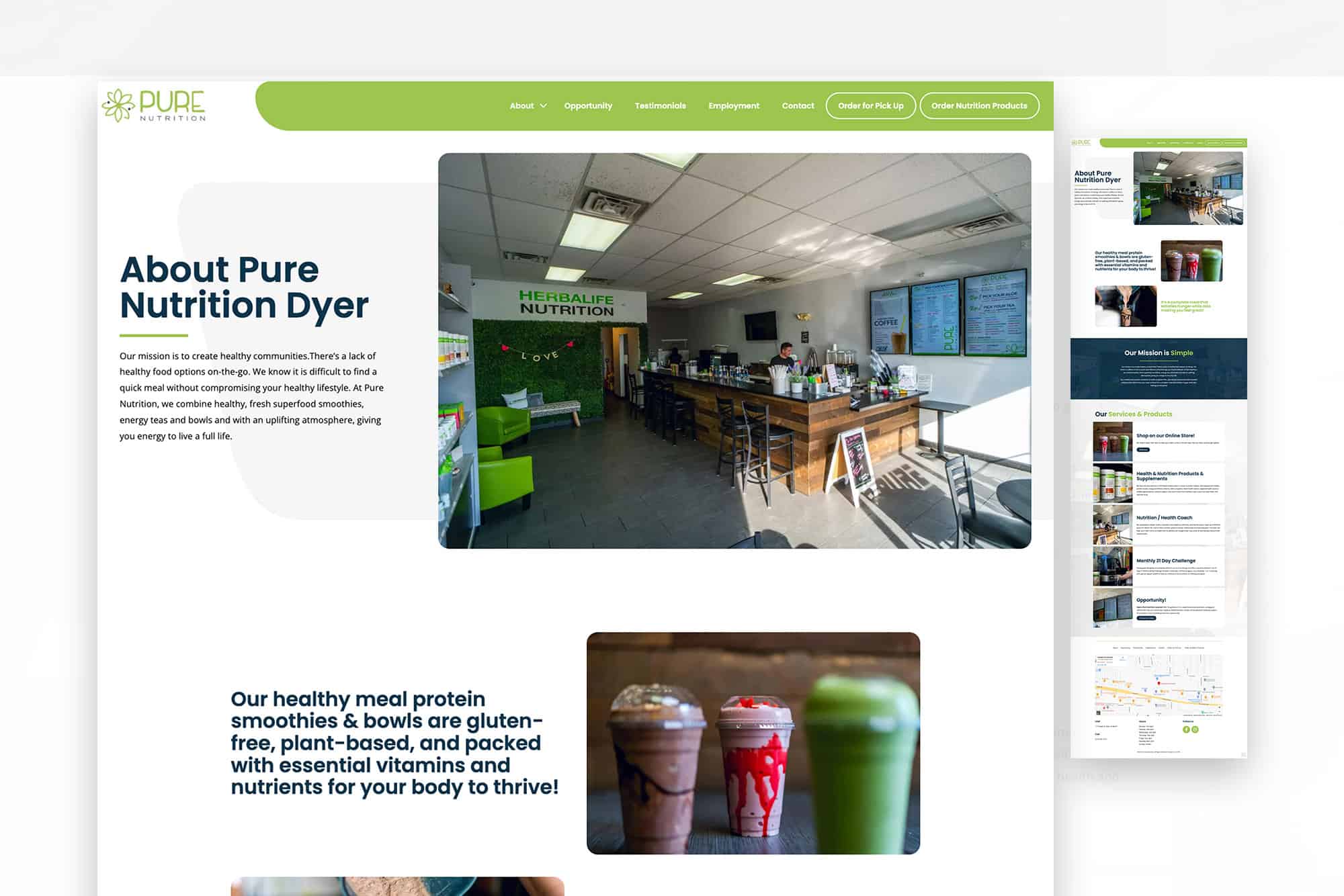 Pure Nutrition Dyer | Web Design for Nutrition Shop in Dyer, IN 2