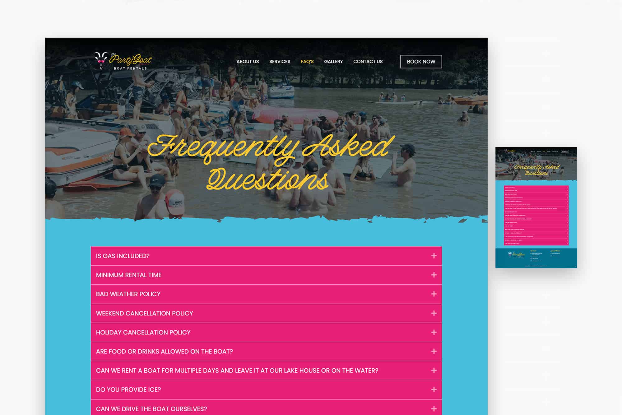 The Party Goat | Web Design for Boat Rental Service in Austin, TX 2