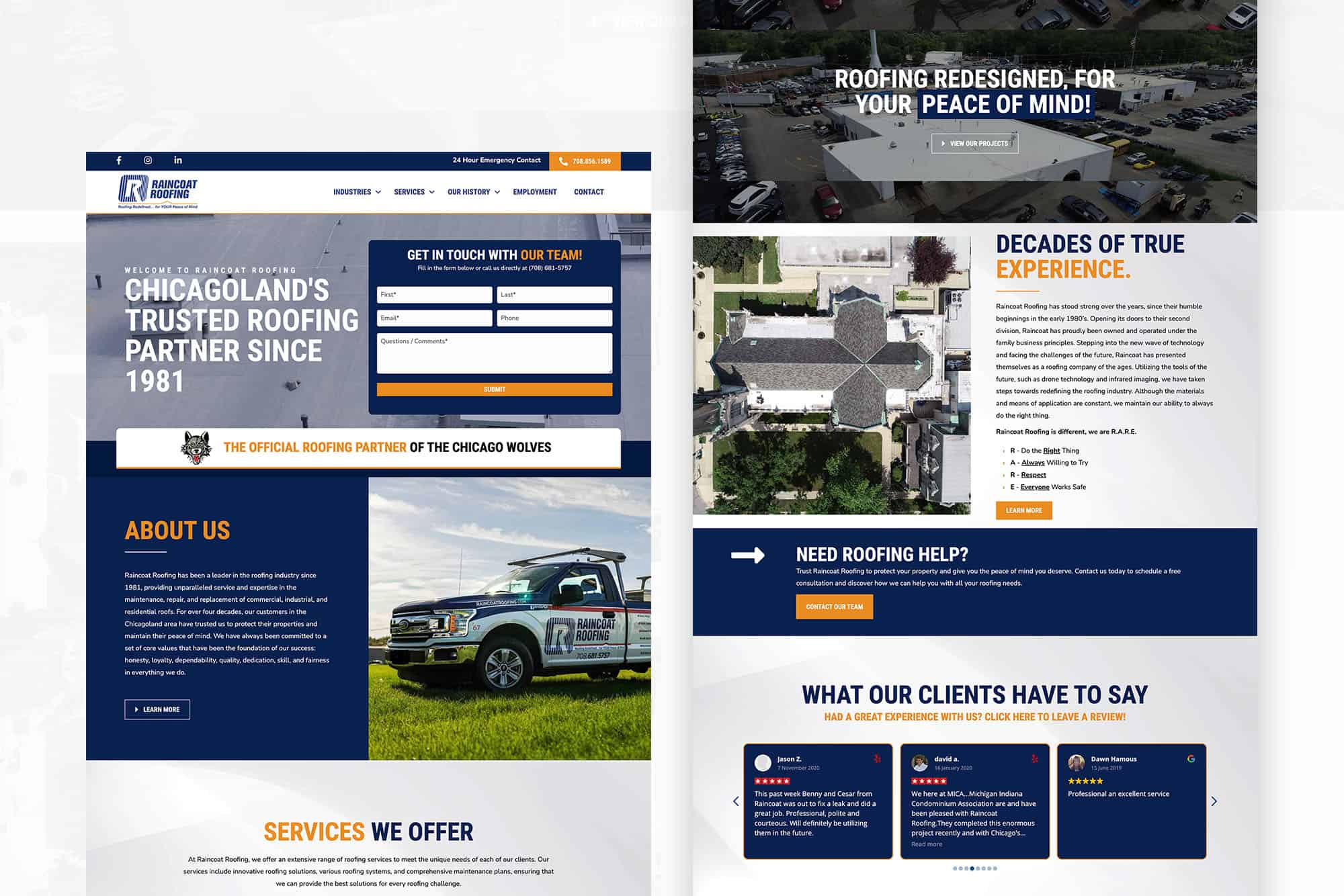 Raincoat Roofing | Website Design for Roofing Company in Broadview, Illinois 1