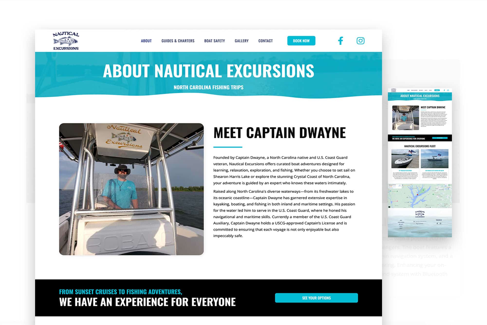 Nautical Excursions | Website Design for Boat Charter in Fuquay Varina, North Carolina 1