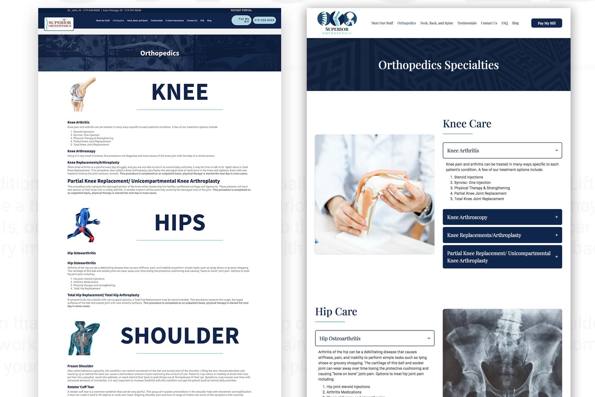 Superior Orthopedics | Website Design for an Orthopedic Clinic in St. John, Indiana 2
