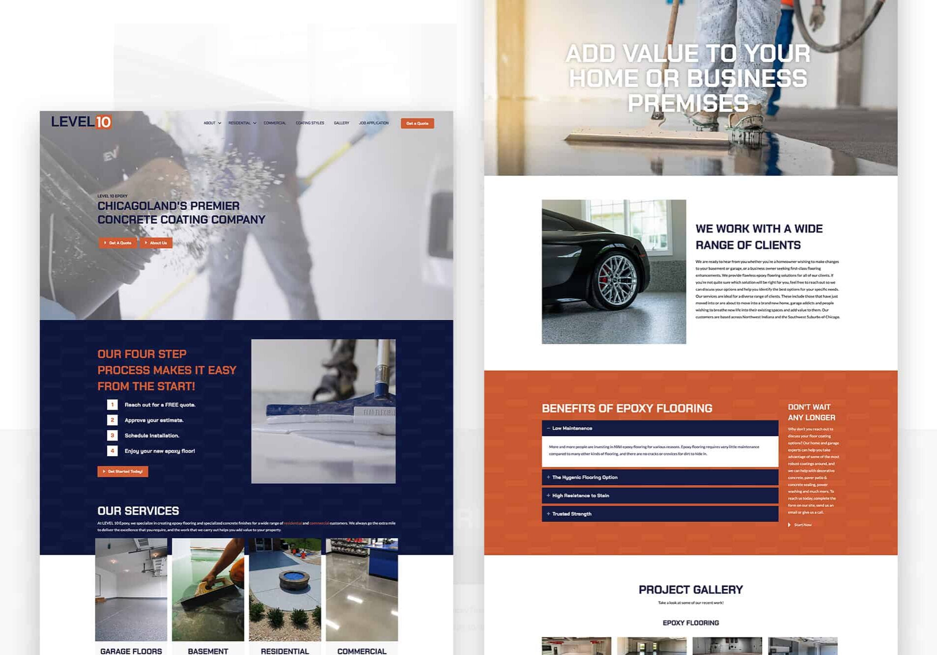 level10 epoxy home page web design